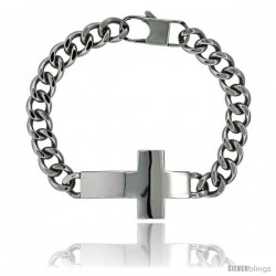 Surgical Steel Sideways Cross Bracelet 1 in wide, 8.5 in long