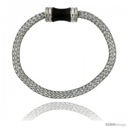 Stainless Steel White Crystal Cage Bracelet Magnetic-clasp 7.5 in long
