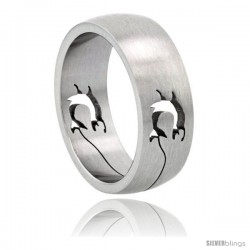 Surgical Steel Dolphins Ring Domed 8mm Wedding Band cut-out pattern