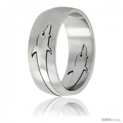 Surgical Steel Dolphin Ring Domed 8mm Wedding Band