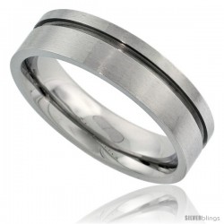 Surgical Steel 6mm Wedding Band Ring single Groove Comfort-Fit Matte Finish