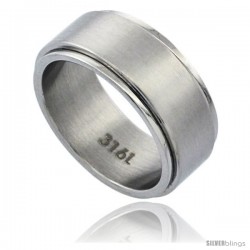 Surgical Steel 9mm Spinner Ring Wedding Band Matte Finish
