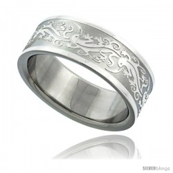 Surgical Steel Tribal Gecko Ring 8mm Wedding Band