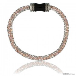 Stainless Steel Rose Crystal Cage Bracelet Magnetic-clasp 7.5 in long