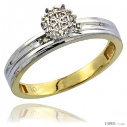 10k Yellow Gold Diamond Engagement Ring 0.06 cttw Brilliant Cut, 1/8in. 3.5mm wide -Style 10y020er