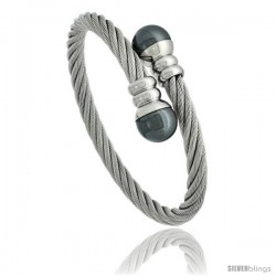 Solid Stainless Steel Cable Bracelet, 8 in long