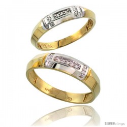 10k Yellow Gold Diamond Engagement Rings Set 2-Piece 0.07 cttw Brilliant Cut, 5/32 in wide -Style 10y022e2