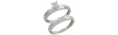 10k White Gold 2-Piece Ladies' Rings 10k White Gold 2-Piece Ladies' Rings