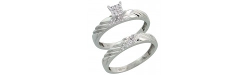 10k White Gold 2-Piece Ladies' Rings