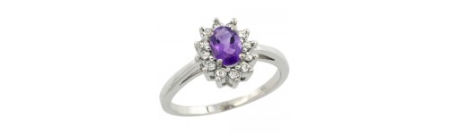 Amethyst & Diamonds Silver Rings Amethyst & Diamonds Silver Rings