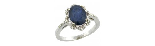 Blue Sapphire & Diamonds Silver Rings Blue Sapphire & Diamonds Silver Rings