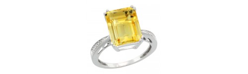 Citrine & Diamonds Silver Rings