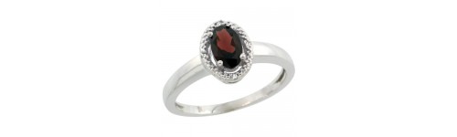 Garnet & Diamonds Silver Rings