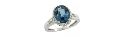 London Blue Topaz & Diamonds Silver Rings London Blue Topaz & Diamonds Silver Rings