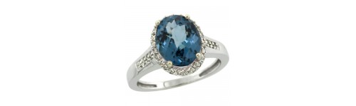 London Blue Topaz & Diamonds Silver Rings