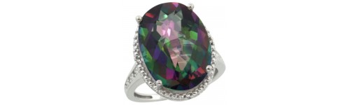 Mystic Topaz & Diamonds Silver Rings Mystic Topaz & Diamonds Silver Rings