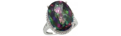 Mystic Topaz & Diamonds Silver Rings