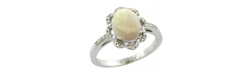 Opal & Diamonds Silver Rings