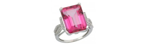 Pink Topaz & Diamonds Silver Rings Pink Topaz & Diamonds Silver Rings