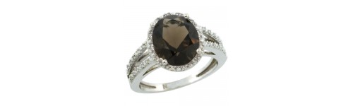 Smoky Topaz & Diamonds Silver Rings Smoky Topaz & Diamonds Silver Rings