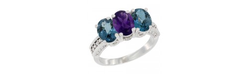 3-Stone Amethyst Rings 3-Stone Amethyst Rings