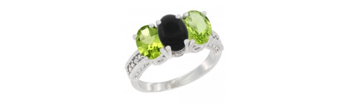 3-Stone Black Onyx Rings 3-Stone Black Onyx Rings
