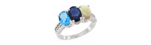 3-Stone Blue Sapphire Rings