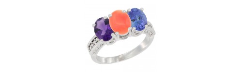 3-Stone Coral Rings