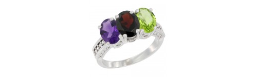 3-Stone Garnet Rings 3-Stone Garnet Rings
