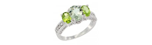 3-Stone Green Amethyst Rings