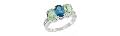 3-Stone London Blue Topaz Rings