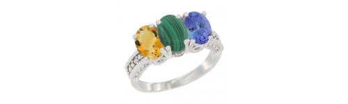 3-Stone Malachite Rings 3-Stone Malachite Rings