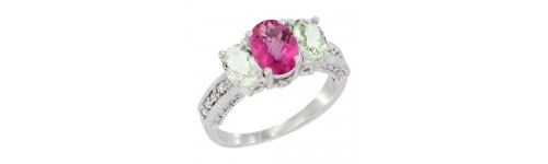 3-Stone Pink Topaz Rings