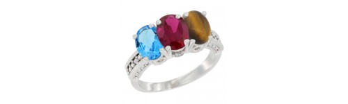 3-Stone Ruby Rings