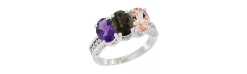 3-Stone Smoky Topaz Rings 3-Stone Smoky Topaz Rings