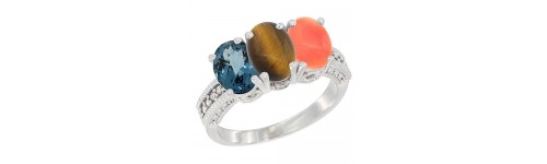 3-Stone Tiger Eye Rings 3-Stone Tiger Eye Rings