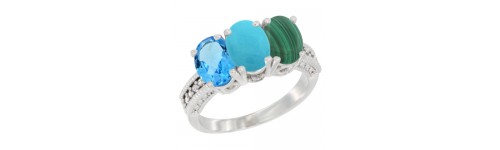 3-Stone Turquoise Rings