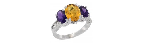 3-Stone Whisky Quartz Rings 3-Stone Whisky Quartz Rings