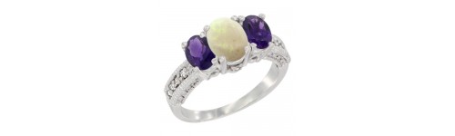 3-Stone White Opal Rings 3-Stone White Opal Rings
