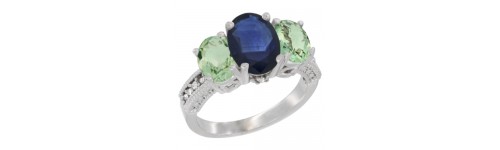 10k White Gold 3-Stone Blue Sapphire Rings 10k White Gold 3-Stone Blue Sapphire Rings