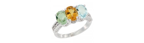 10k White Gold 3-Stone Citrine Rings