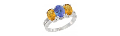 10k White Gold 3-Stone Tanzanite Rings 10k White Gold 3-Stone Tanzanite Rings