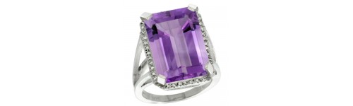 10k White Gold Amethyst Rings