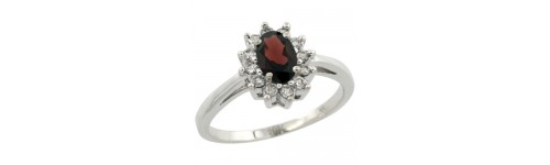 10k White Gold Garnet Rings