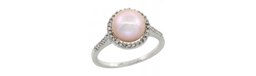 10k White Gold Pearl Rings