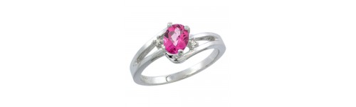 10k White Gold Pink Topaz Rings