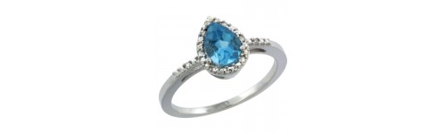 10k White Gold Swiss Blue Topaz Rings