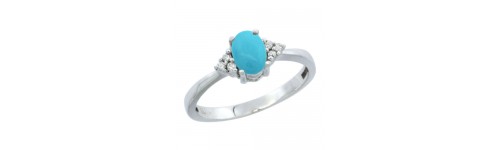 10k White Gold Turquoise Rings