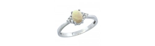 10k White Gold White Opal Rings