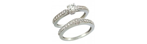 10k White Gold Women's 2-Piece Rings